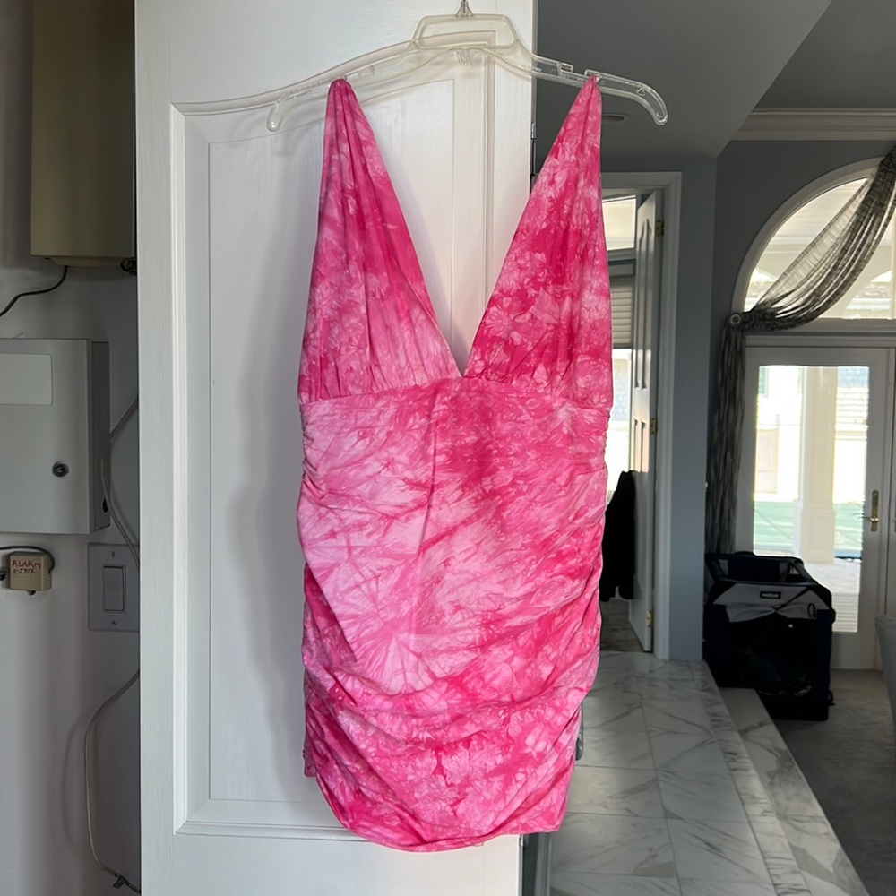 Hot pink cloud tie dye dress